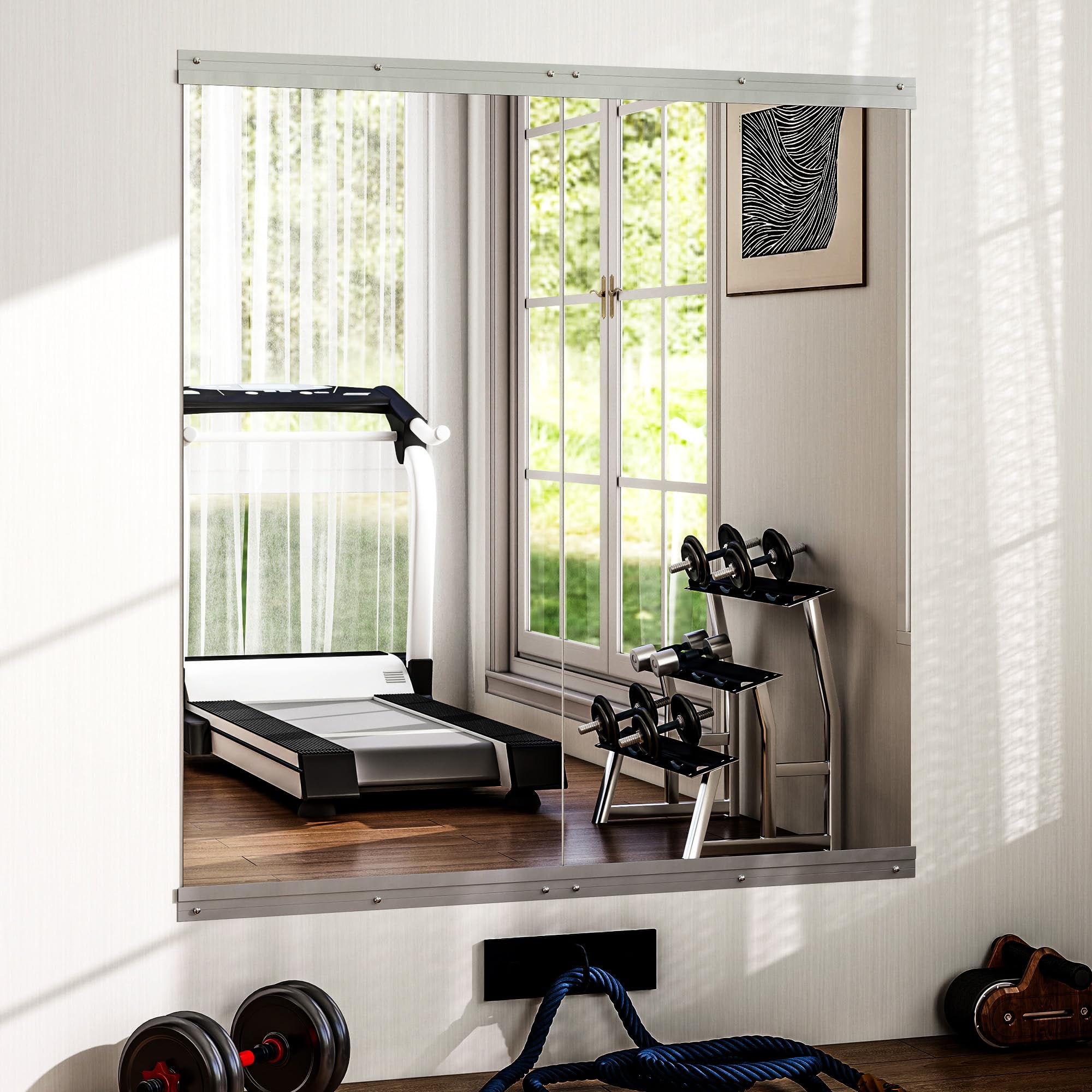 BEAUTYPEAK Wandspiegel 2PCS 121x60 cm, Groß Ganzkörper Spiegel für Gym Wand