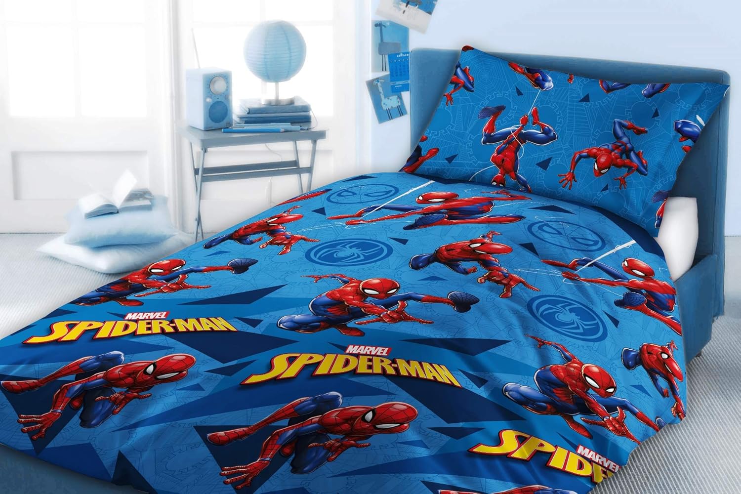 Marvel Comics Spiderman Single Duvet Cover Set Reversible Bedding with