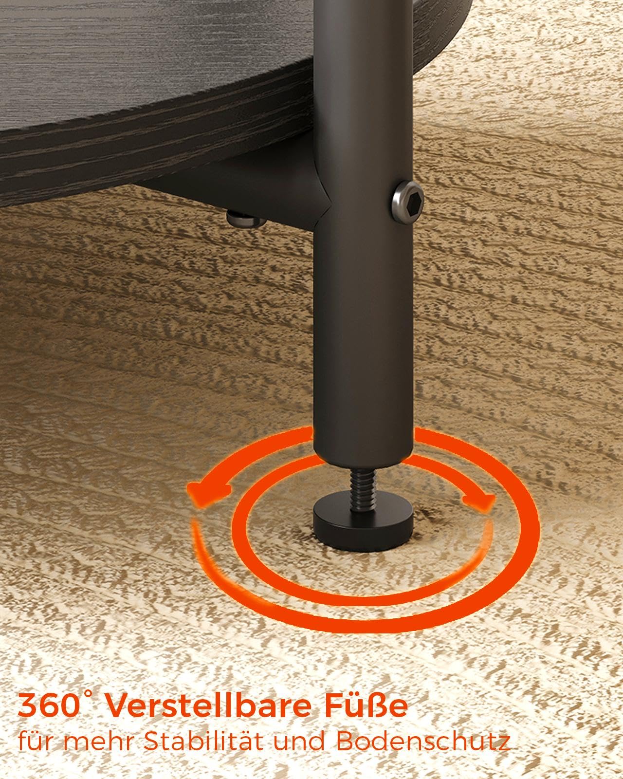 IRONCK Rund Nachttisch 2er Set, Beistelltisch mit Steckdose, USB-C-Anschluss, Kleiner Tisch Holz & Metall, Sofatisch Wohnzimmertisch Couchtisch 2 Ablage für Schlafzimmer (Schwarz, 2 Stücke) 7