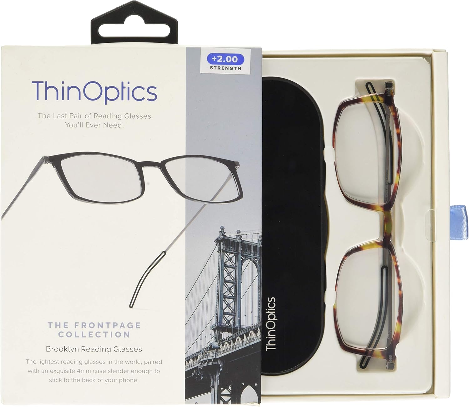 ThinOptics Brooklyn Reading Glasses 2.0 Tortoise Frames + Milano
