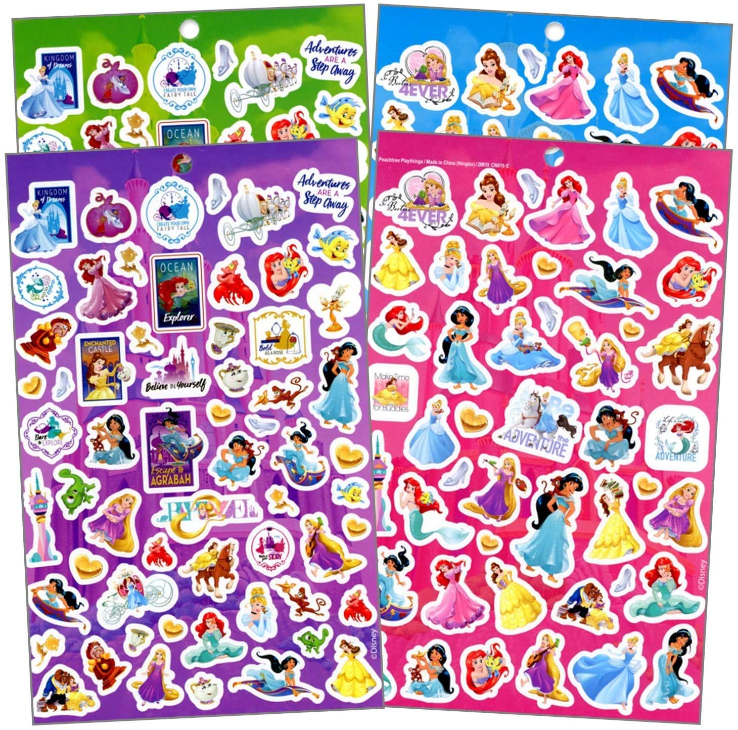 Disney Princess Series Sticker Book Over 200+ - Perfect for Gifts, Party Favor, Goodies, Reward, Scrapbooking, Stocking Stuffer, Children Craft, Classroom, School for Kids Girls, Boys, Toddlers