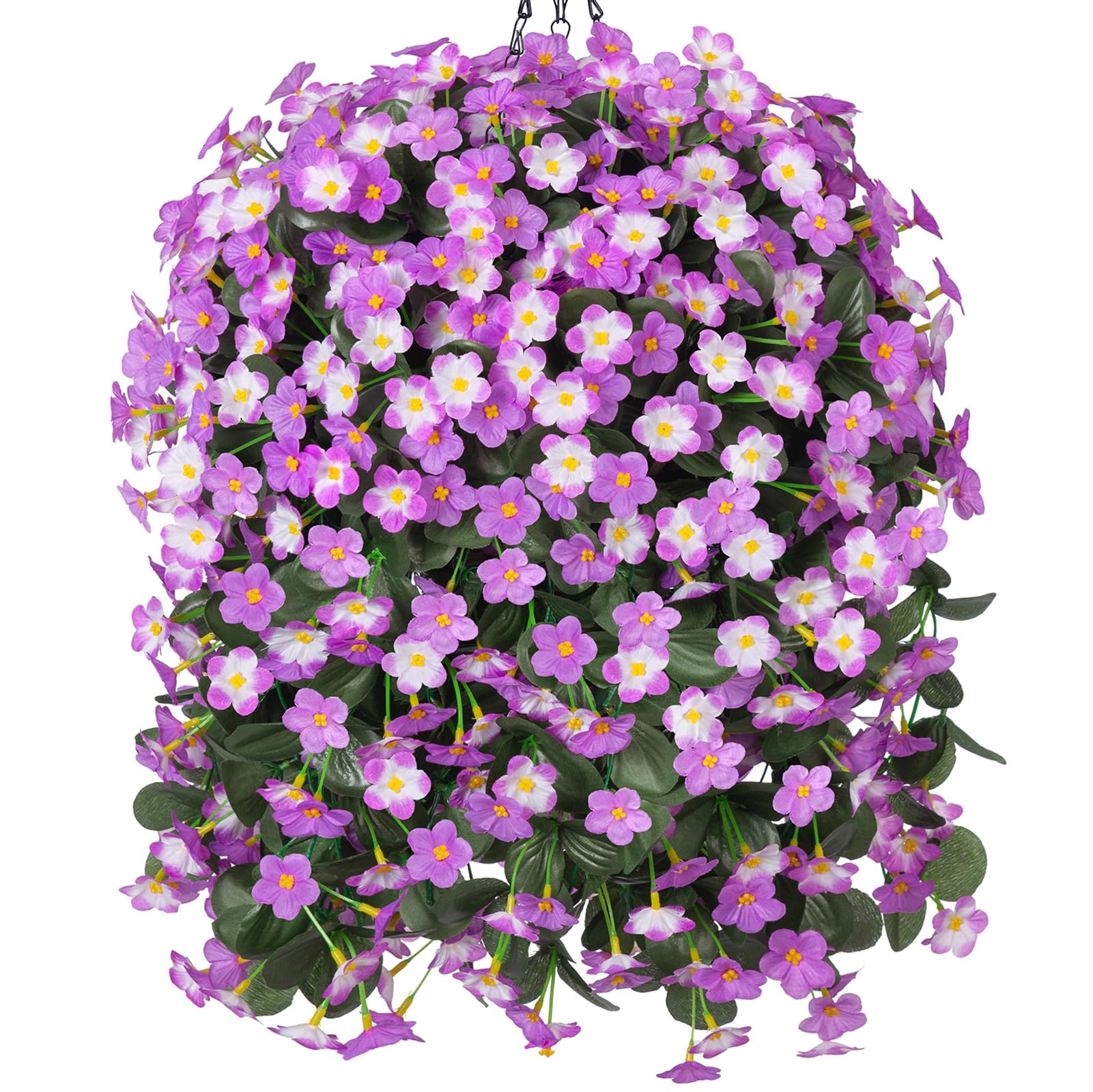 Photo 1 of Artificial Fake Hanging Flowers with Basket for Outdoor Decoration,UV Resistant Faux Silk Light Fuchsia and Fuchsia Orchid Flowers Vines in Planter Realistic Hanging Baskets for Home Porch Garden