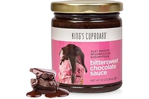 King's Cupboard Bittersweet Chocolate Sauce - The Perfect Hot Fudge Sauce for Topping Ice Cream & Desserts, Chocolate Coffee Drizzle, Baking, Fondue, Ganache - Gluten-Free, Kosher, All Natural 10 oz