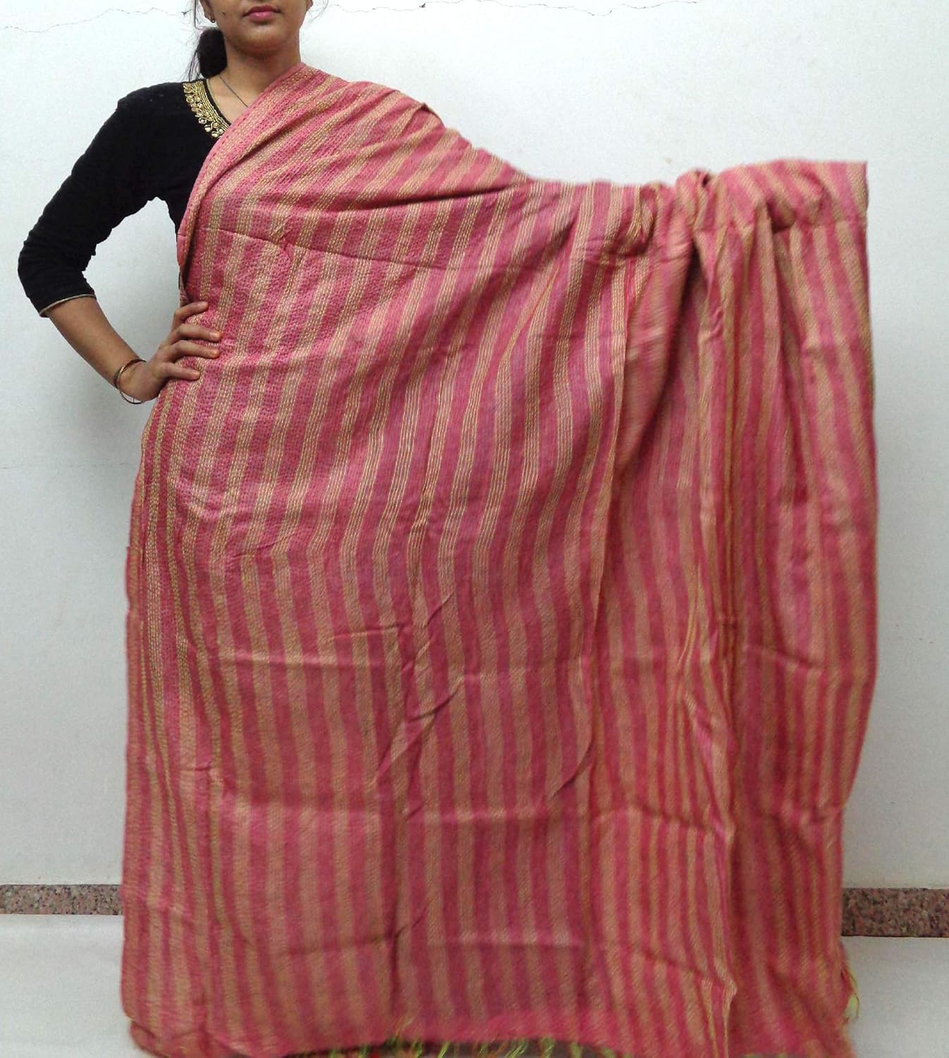 Silk bed decor Bedspread Bedsheet Bed Cover,Kantha shawl shoulder Wrap Handmade