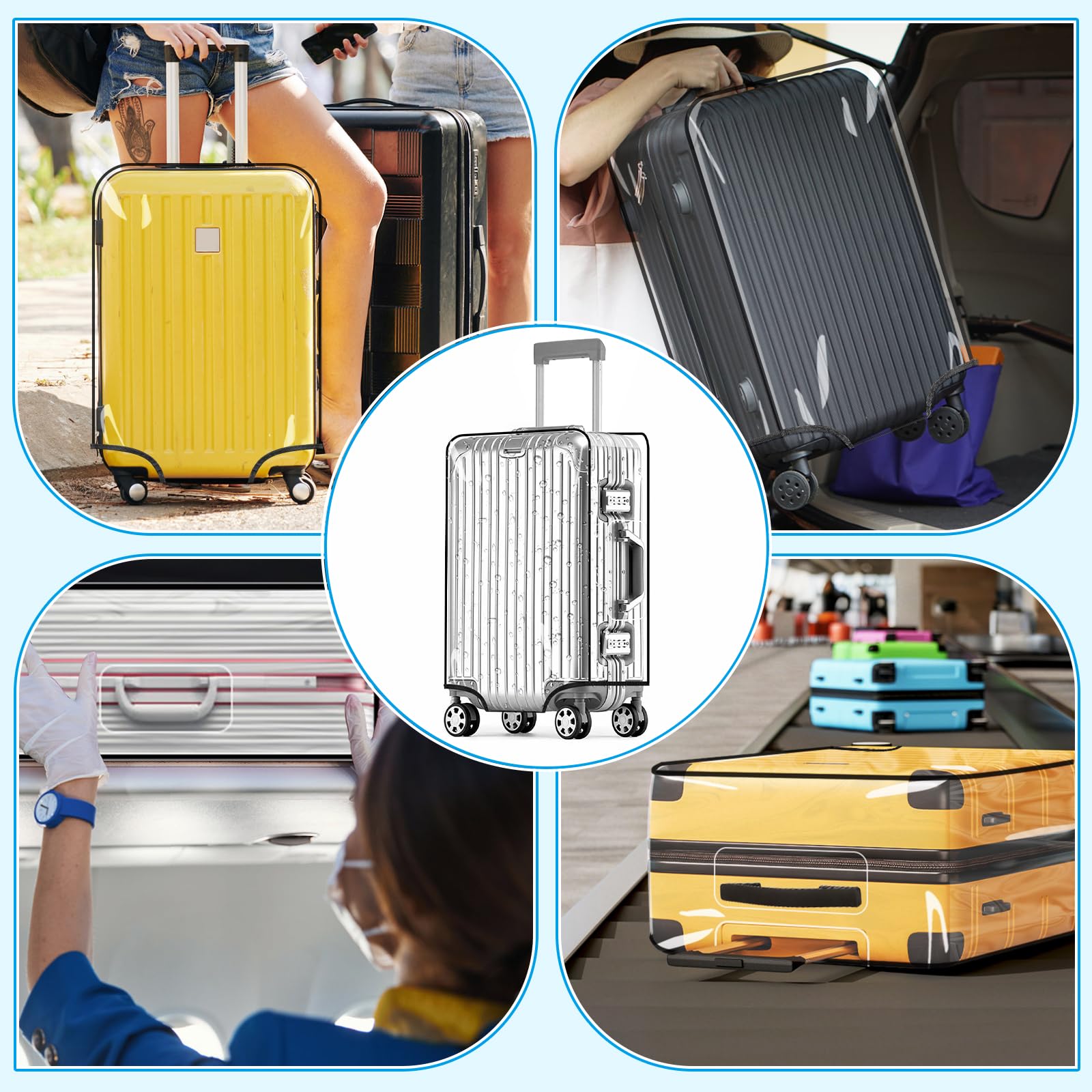 Yotako Clear PVC Suitcase Cover Protectors 30 Inch Luggage Cover Protectors for Wheeled Suitcase 30''