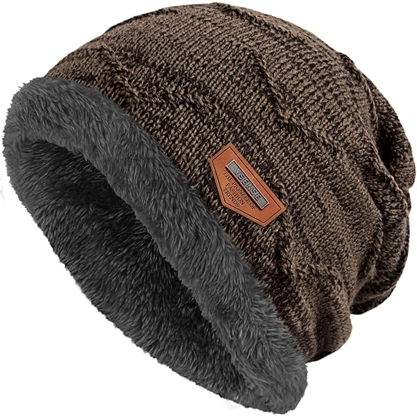 Ensnovo Mens Winter Beanies Hat Soft Lined Thick Wool Knit Skull