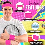 REDSTAR FANCY DRESS 3pc Neon Sweatband Set Headband Wristbands 80s 90s Party view 3