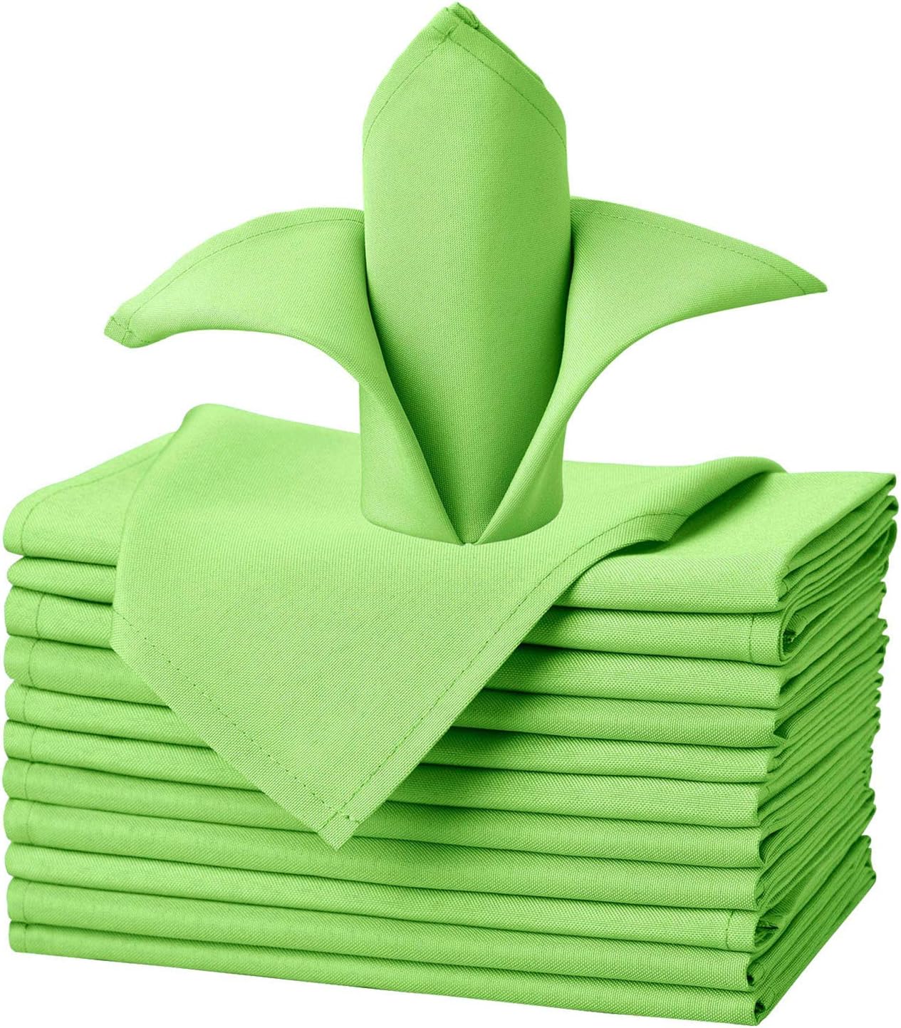 VEEYOO Cloth Napkins - Set of 12 Pieces 20 x 20 Inch Solid Polyester Table Napkins - Soft Washable and Reusable Dinner Napkin for Weddings, Parties, Restaurant (Apple Green Napkins Cloth): Home & Kitchen
