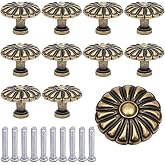 Heyiminy 10Pcs Antique Brass Cabinet Knobs, Vintage Drawer Knobs | Flower Shape Dresser Pulls, Zinc Alloy Kitchen Hardware with Screws for Cabinets Drawers Dressers Cupboards