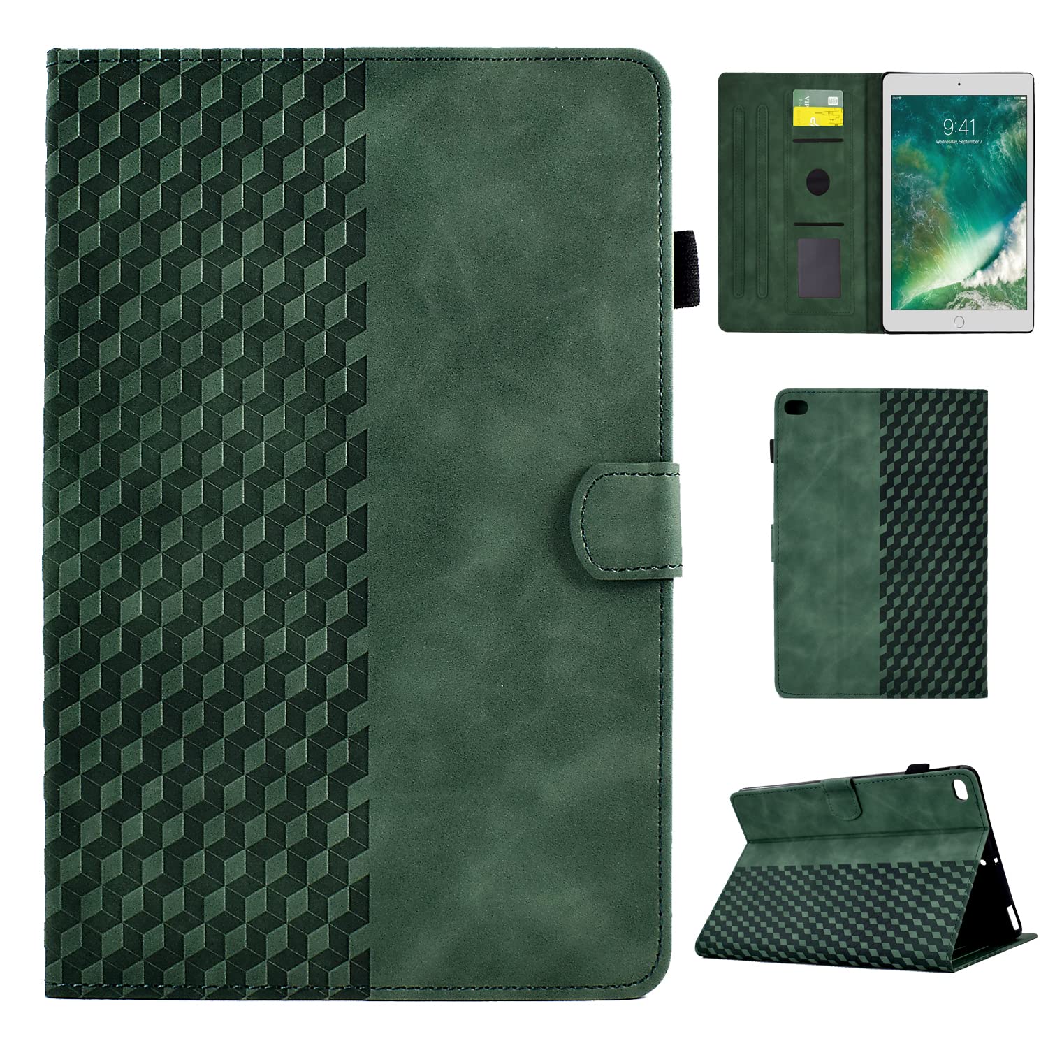 Case Cover for iPad 6th /5th Generation 9.7 Inch 2018/2017, iPad Air 1/Air 2 Magnetic Protective Cover with Car Sleep/Alarm Clock for iPad Air 2/Air 1/iPad 9.7" (5th Generation), Green — image 1