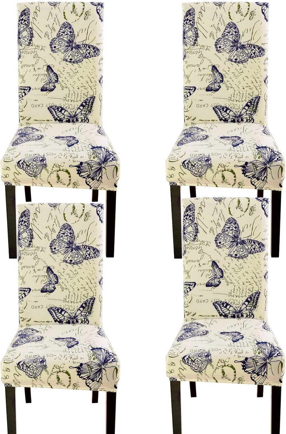 Butterfly Chair Covers Dining Room Chair Covers 4 Pack, Stretch Chair Protector Cover Spandex Chair Covers, Universal Dining Chair Slipcovers Kitchen Seat Covers for Home New Year Decor