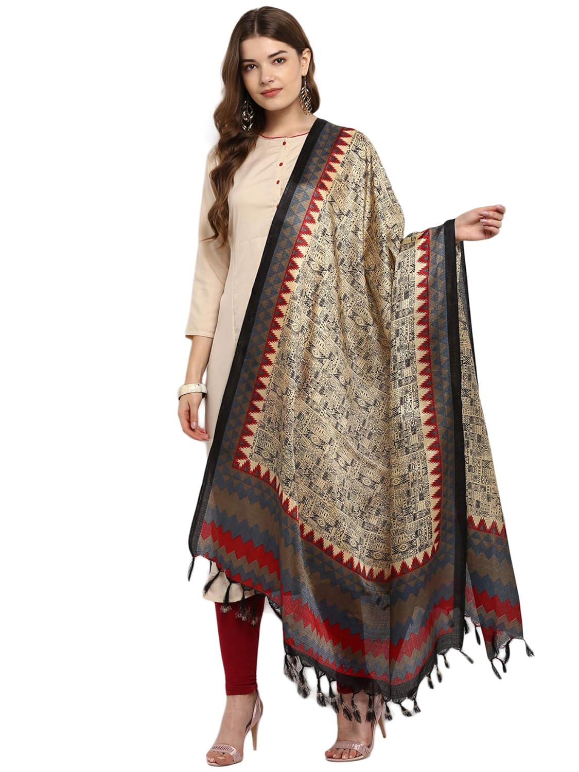 applecreation women's khadi silk dupatts with jhallar (freesize_multi-coloured_khdpt101d)