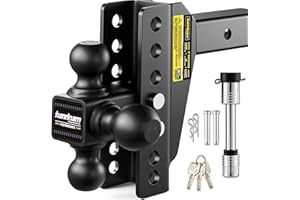 HANDNAM Drop Hitch Adjustable Trailer Hitch, Tow Hitch with 6-Inch Drop/Rise for Truck (16,500 LBS GTW), Adjustable Drop Hitch Fits 2-Inch Receiver, Trailer Hitches with Double Anti-Theft Pins Locks