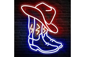 Kavaas Cowboy Boot Neon Sign, Neon Cowboy Hat Sign for Wall Decor | Western Neon Sign for Bedroom, Bar, Office, Man Cave - Best Gifts for Rodeo Enthusiast, Birthday, Christmas