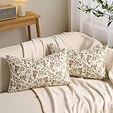 Decorative Floral Lumbar Pillow Covers 12x20 Set of 2 Flower Print Throw Pillow Covers Farmhouse Accent Long Cushion Covers for Couch Sofa Bedroom Living Room Home Decor Outdoor Pillow Case,Brown