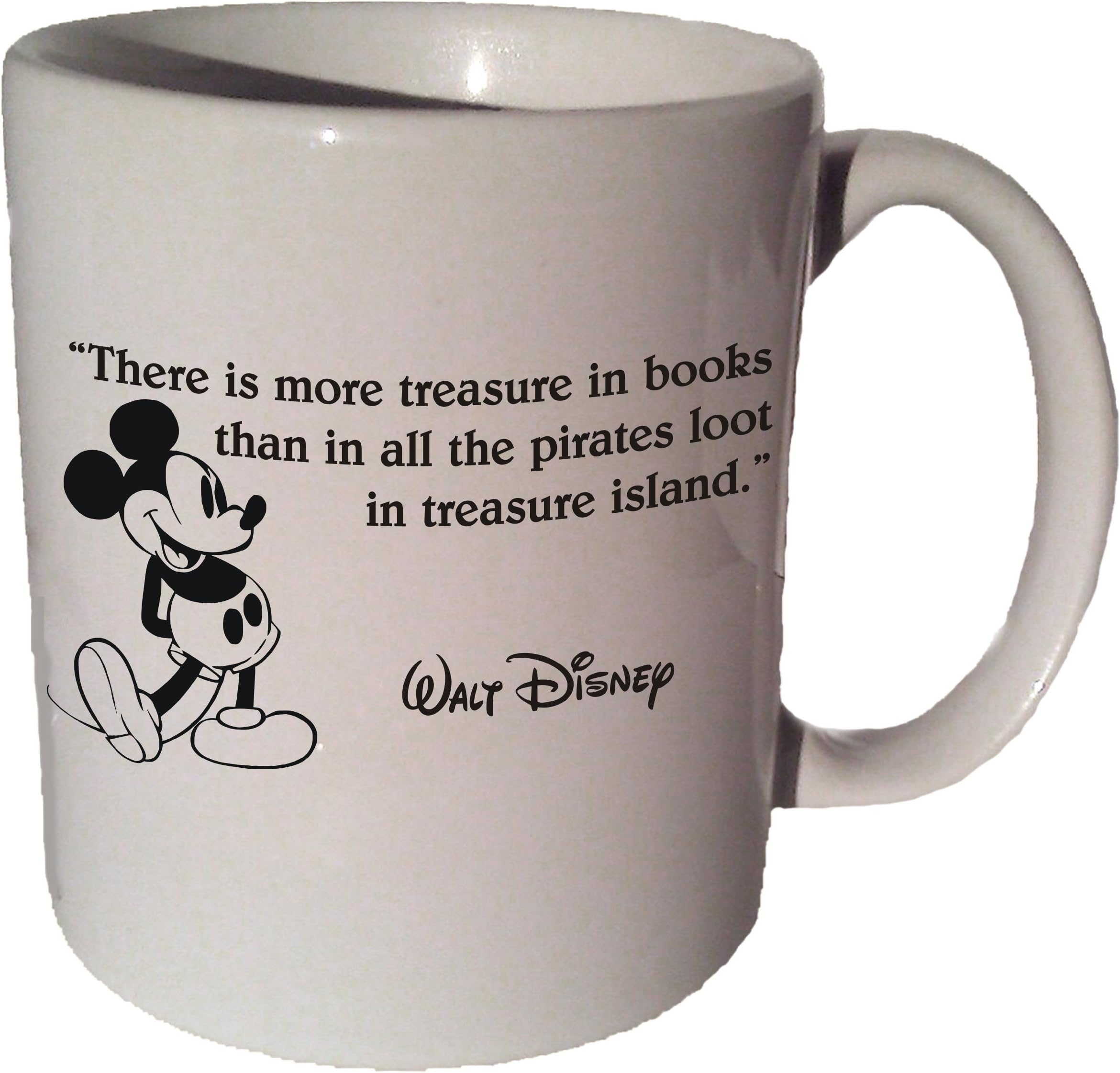 Mickey Mouse Disney "There Is More Treasure in Books..." Quote Coffee Tea Ceramic Mug 11 Oz