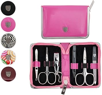DREI SCHWERTER Solingen Germany Nagelpflegeset'Ravenna' 6-tlg. Maniküre Pediküre Reise Etui Set Nagelset Nagelnecessaire, Sta