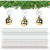 Miukada Christmas Ornament Hooks, Christmas Ornament Hangers 120Pcs, Mix Color Small Metal Decorative Ornament Hooks for Xmas Tree Decorations-Silver & Green & Red