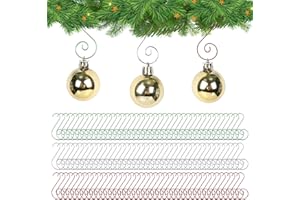 Miukada Christmas Ornament Hooks, Christmas Ornament Hangers 120Pcs, Mix Color Small Metal Decorative Ornament Hooks for Xmas Tree Decorations-Silver & Green & Red