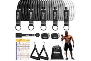 Resistance Bands Set, 150lb/200lb/250lb HPYGN Exercise Resistance Bands with Handles, 5 Tube Fitness Bands with Door Anchor, Handles, Portable Bag, Legs Ankle Straps for Muscle Training