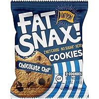 Fat Snax Low-Carb Soft Baked Keto Cookies, Chocolate Chip, 1.4 Ounce (Pack of 12), Almond Flour Cookies, Certified Gluten-Fre