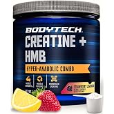 BodyTech Micronized Creatine &amp; HMB Formula, Strawberry Lemonade, 30 Srvgs | 5 G Creatine + 3 G Myhmb With Vitamin D3 &amp; Calcium to Support Strength, Performance, and Training Consistency