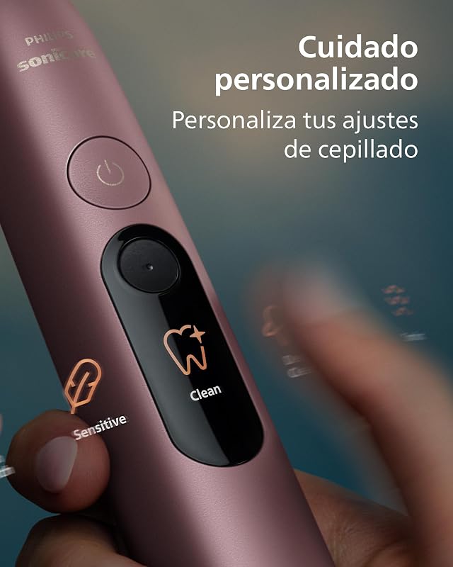 Escova de dentes elétrica Sonicare Next-Generation DiamondClean 9000 - com feedback inteligente de cobertura, feedback inteligente de pressão e 21 definições, cetim malva, HX9214/85