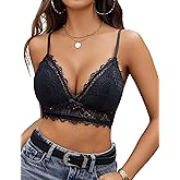 Avidlove Bralette Wireless Lace Camisole V-Neck Double-Layered Crop Top