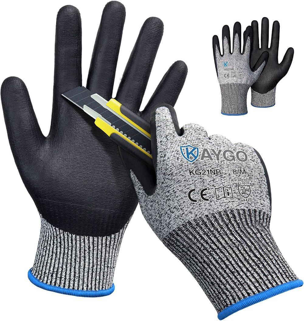 KAYGO Cut Resistant Work Safety Gloves M Grey Nitrile EN388 4X42C Level C 2