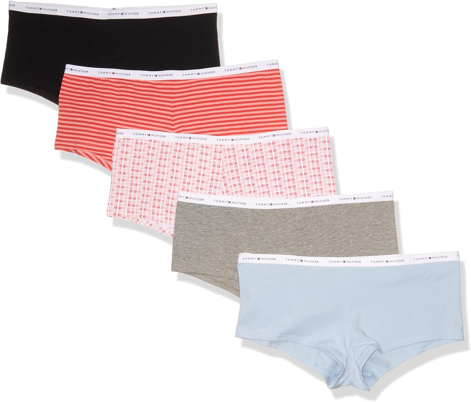 Tommy Hilfiger Women's Classic Cotton Boyshort Panties, 5 Pack, Iconic