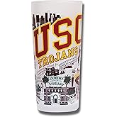 Catstudio Drinking Glass, University of Southern California Glass Cup for Kitchen, 15oz Dishwasher Safe Tumbler for USC Alumni