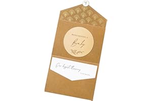 Joli Coon Pregnancy announcement wooden card - We're having a baby with pocketfold envelope and seal sticker - Baby announcement