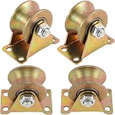 Lyplus 4 Pack Heavy Duty 2" U-Groove Pulley Wheel, 660 LBS Load Capacity, Double Ball Bearings, Smooth Rolling Steel Cable Pulley for Sliding Gates, Garage Doors, Wire Rope &amp; Industrial Track Systems