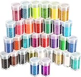 LEOBRO Fine Glitter 32 Colors Extra Fine Glitter Powder Craft Resin Nail Art