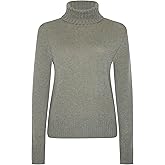 Style & Republic Women's 100% Cashmere Turtleneck Sweater, Classic Fit, Premium Knit Jumper for Autumn, Winter and Spring, Olive Melange, X-Small