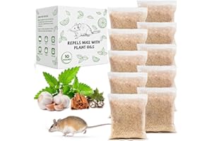 ROTIAH Pest Repellent Pouches, 10 Pack Peppermint Oil Repellent for Mouse, Roach, Rodent, Spider, Ant, Mice, Rats, Pest Control Indoor & Outdoor, Natural Mouse Deterrent Replace Traps Family & Pet Safe