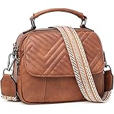 OPAGE Crossbody Bags for Women, Quilted Vegan Leather Women Crossbody Purses Shoulder Handbag with Wide Strap & Top Handle