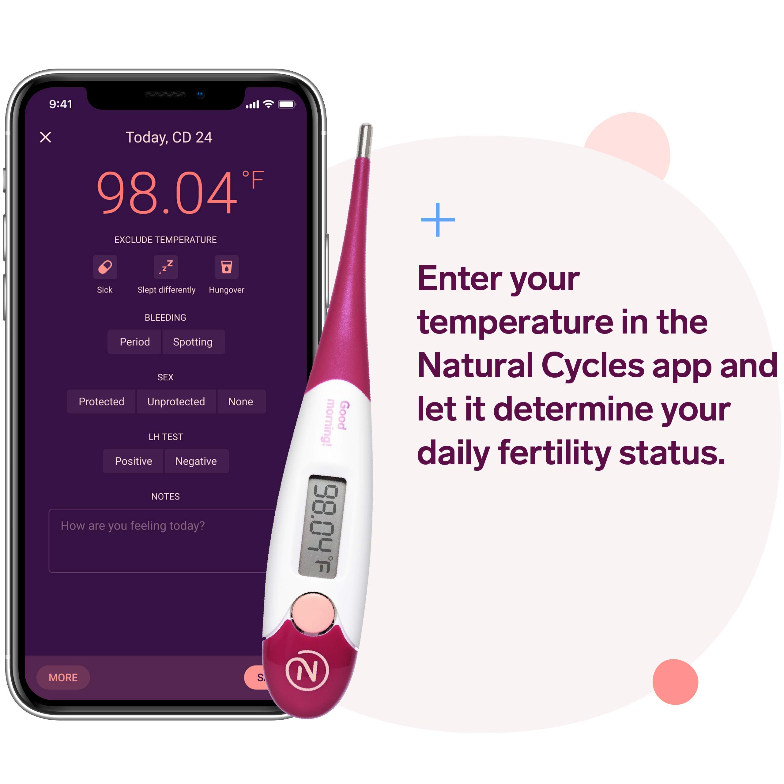 Natural Cycles 6 Month Subscription - Digital Birth Control with Basal Thermometer - Fertility Management App- (iOS and Android)