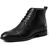 Holy dove Men's Dress Boots Cap Toe Oxford Short Ankle Boot | Side Zipper for Easy On and Off, Lace-Up Closure, Semi-Grain Leather for Business Office and Casual Wear