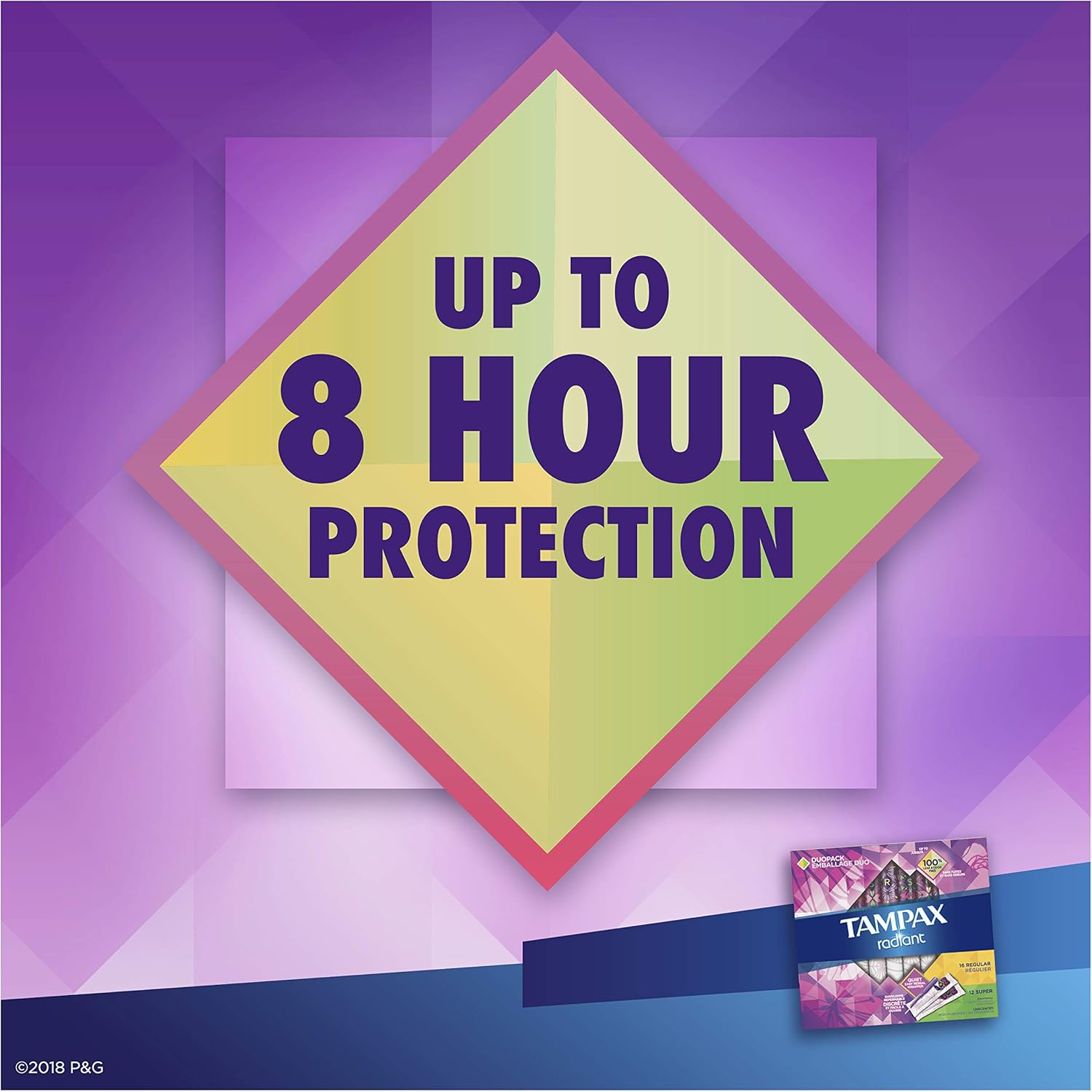 Tampax Radiant Plastic Tampons, Regular/Super Absorbency Duopack, 112 Count, Unscented (28 Count, Pack of 4 - 112 Count Total): Health & Personal Care