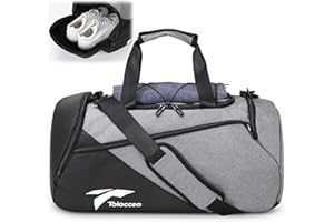 Tolaccea Gym Bag for Men Women, Large Sport Duffel Bag with Shoe Compartment Wet Compartment, Travel Duffel Bag Backpack, Weekend Bag Carry On Backpack for Gym, Travel, Fitness, Workout (Grey, 35L)