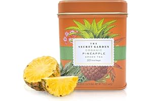ELEPHANT PARK Secret Garden Organic Ceylon Pineapple Green Tea - 50 Packets - Natural Antioxidant Rich Herbal Leaf Teabags - USDA Certified 100% Organic and Non-GMO - Caffeinated