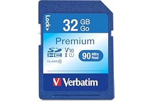 VERBATIM 32GB Premium SDHC Memory Card, UHS-I U1 Class 10, Blue (96871)
