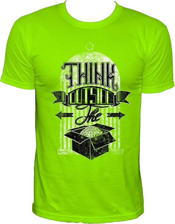 NEON Think outside the box Party Men's TShirt Amazon.co.uk Clothing