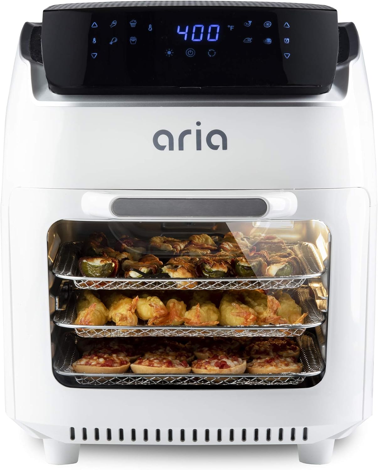 Aria 10Qt Air Fryer Oven with Dehydration, Presets, Premium Accessory Set, and Recipe Book including Vegan and Keto Options - White
