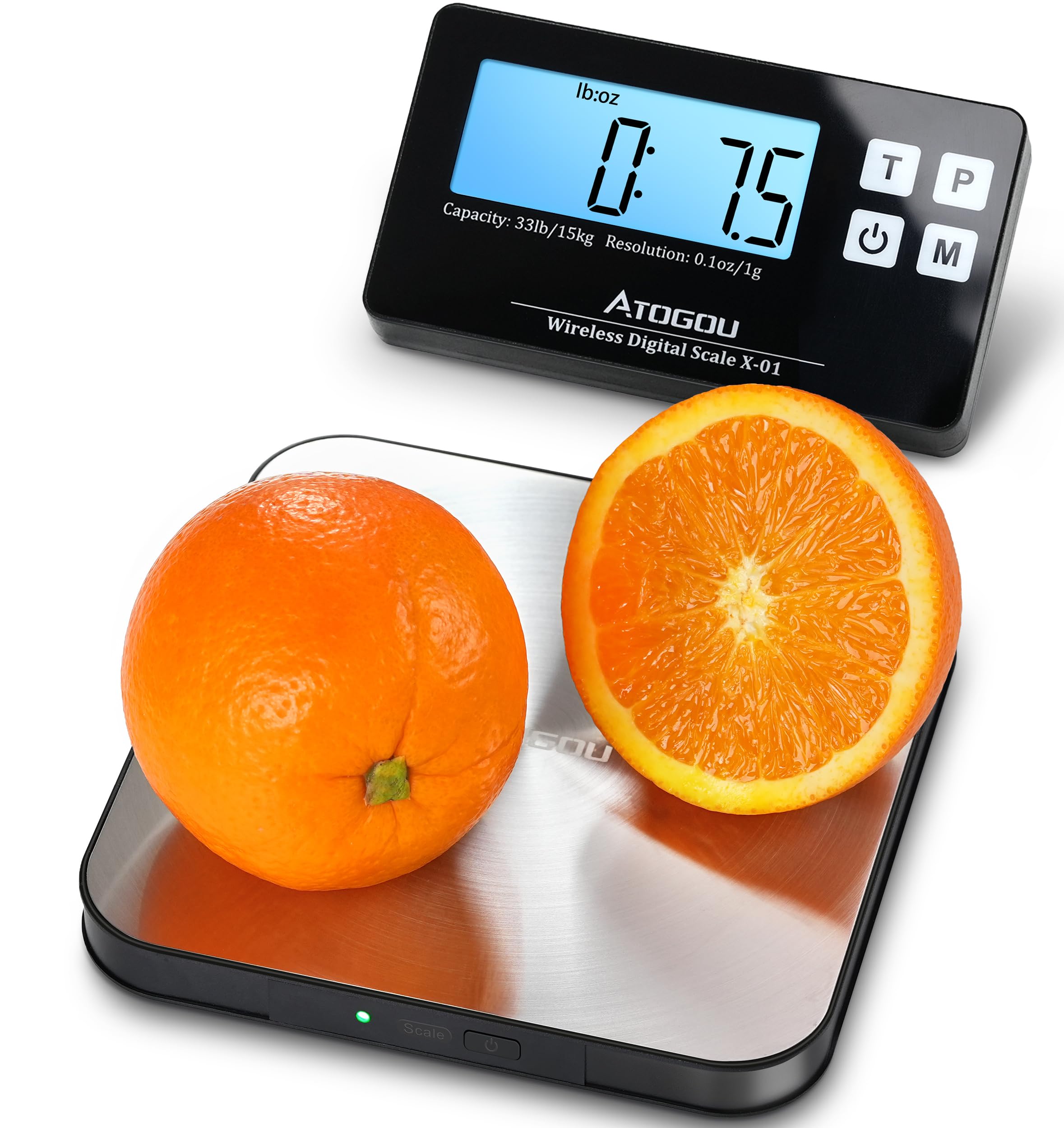 Photo 1 of Atogou Food Scale, 33lb Wireless Kitchen Scale with Remote Display, 1g/0.1oz Precise Graduation, Food-Grade 304 Stainless Steel, Magnetic, Digital Scale for Cooking, Baking, Postage, Shipping
