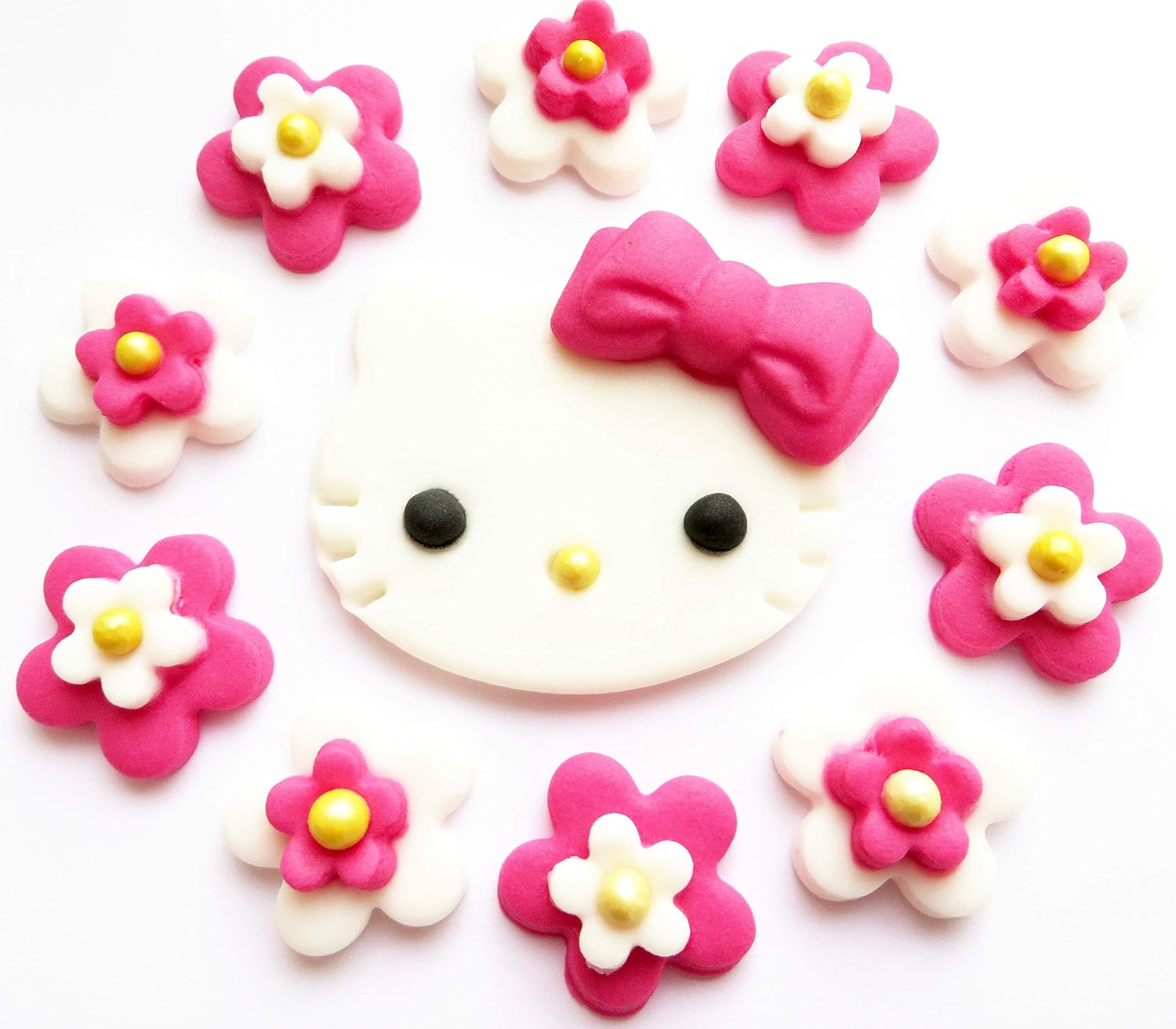 Bright Pink Hello Kitty Edible Sugar Cake Topper Decorations