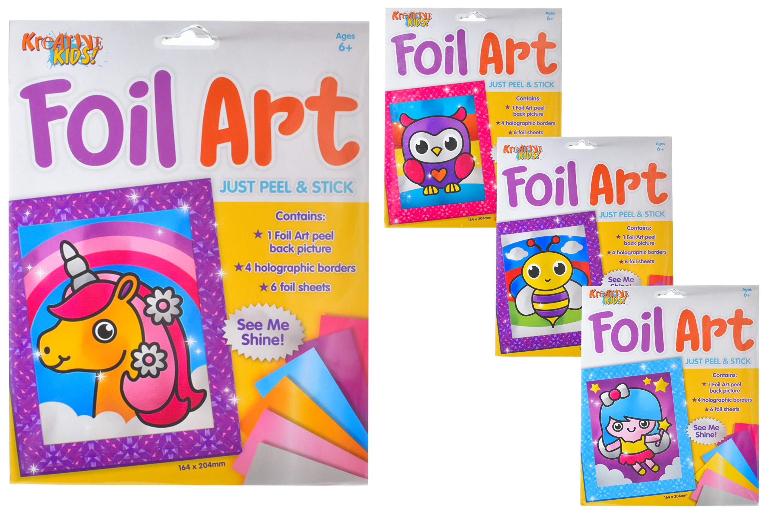 Kreative Kids Foil Art Play Kits (4 Assorted) In Hanging Bag