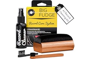 Big Fudge Vinyl Record Cleaning Kit - 4-in-1 Record Cleaner Solution - Includes Ultra-Soft Velvet Record Brush, Cleaning Liquid, Stylus Brush and Storage Pouch