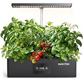 SUNCOZE Hydroponics Growing System Kit with Dimmable LED Light, Black | 12 Pods Indoor Herb Garden with Timer &amp; Local Time Setting, Adjustable Height, Smart Countertop Garden for Home &amp; Kitchen